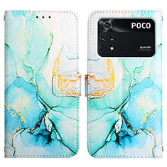 Custodia Portafoglio In Pelle Fantasia Modello Cover con Supporto Y04B per Xiaomi Poco M4 Pro 4G Verde