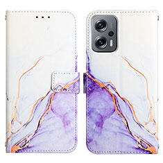 Custodia Portafoglio In Pelle Fantasia Modello Cover con Supporto Y04B per Xiaomi Poco X4 GT 5G Viola