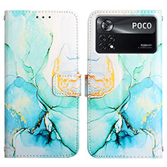 Custodia Portafoglio In Pelle Fantasia Modello Cover con Supporto Y04B per Xiaomi Poco X4 Pro 5G Verde