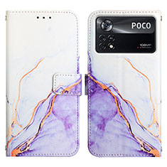 Custodia Portafoglio In Pelle Fantasia Modello Cover con Supporto Y04B per Xiaomi Poco X4 Pro 5G Viola