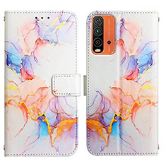 Custodia Portafoglio In Pelle Fantasia Modello Cover con Supporto Y04B per Xiaomi Redmi 9 Power Blu