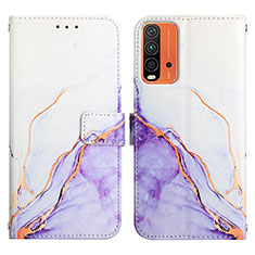 Custodia Portafoglio In Pelle Fantasia Modello Cover con Supporto Y04B per Xiaomi Redmi 9 Power Viola