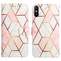 Custodia Portafoglio In Pelle Fantasia Modello Cover con Supporto Y04B per Xiaomi Redmi 9i Bianco