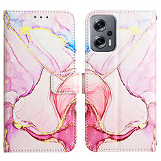 Custodia Portafoglio In Pelle Fantasia Modello Cover con Supporto Y04B per Xiaomi Redmi K50i 5G Rosa