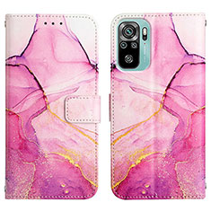 Custodia Portafoglio In Pelle Fantasia Modello Cover con Supporto Y04B per Xiaomi Redmi Note 10 4G Rosa Caldo