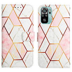 Custodia Portafoglio In Pelle Fantasia Modello Cover con Supporto Y04B per Xiaomi Redmi Note 10S 4G Bianco