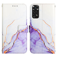 Custodia Portafoglio In Pelle Fantasia Modello Cover con Supporto Y04B per Xiaomi Redmi Note 11 4G (2022) Viola