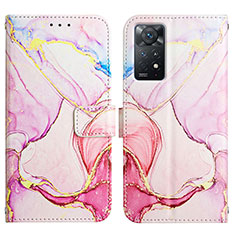 Custodia Portafoglio In Pelle Fantasia Modello Cover con Supporto Y04B per Xiaomi Redmi Note 11 Pro 4G Rosa