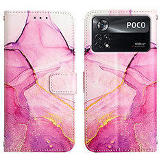 Custodia Portafoglio In Pelle Fantasia Modello Cover con Supporto Y04B per Xiaomi Redmi Note 11E Pro 5G Rosa Caldo