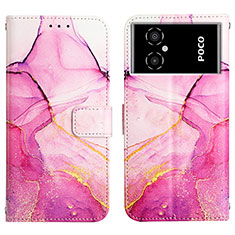 Custodia Portafoglio In Pelle Fantasia Modello Cover con Supporto Y04B per Xiaomi Redmi Note 11R 5G Rosa Caldo