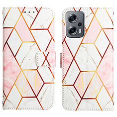 Custodia Portafoglio In Pelle Fantasia Modello Cover con Supporto Y04B per Xiaomi Redmi Note 11T Pro+ Plus 5G Bianco