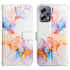 Custodia Portafoglio In Pelle Fantasia Modello Cover con Supporto Y04B per Xiaomi Redmi Note 11T Pro+ Plus 5G Blu