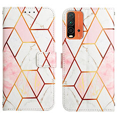 Custodia Portafoglio In Pelle Fantasia Modello Cover con Supporto Y04B per Xiaomi Redmi Note 9 4G Bianco