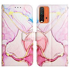 Custodia Portafoglio In Pelle Fantasia Modello Cover con Supporto Y04B per Xiaomi Redmi Note 9 4G Rosa