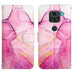 Custodia Portafoglio In Pelle Fantasia Modello Cover con Supporto Y04B per Xiaomi Redmi Note 9 Rosa Caldo