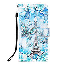 Custodia Portafoglio In Pelle Fantasia Modello Cover con Supporto Y05B per Samsung Galaxy S21 5G Blu