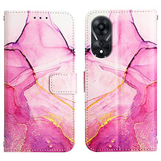 Custodia Portafoglio In Pelle Fantasia Modello Cover con Supporto YB1 per Oppo A78 5G Rosa Caldo