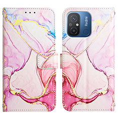 Custodia Portafoglio In Pelle Fantasia Modello Cover con Supporto YB1 per Xiaomi Redmi 12C 4G Rosa