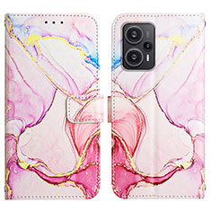 Custodia Portafoglio In Pelle Fantasia Modello Cover con Supporto YB1 per Xiaomi Redmi Note 12 Turbo 5G Rosa