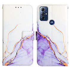 Custodia Portafoglio In Pelle Fantasia Modello Cover con Supporto YB4 per Motorola Moto G Power (2022) Viola