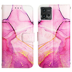 Custodia Portafoglio In Pelle Fantasia Modello Cover con Supporto YB4 per Motorola Moto G72 Rosa Caldo