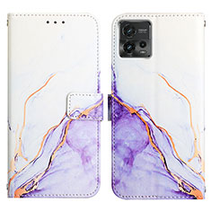 Custodia Portafoglio In Pelle Fantasia Modello Cover con Supporto YB4 per Motorola Moto G72 Viola