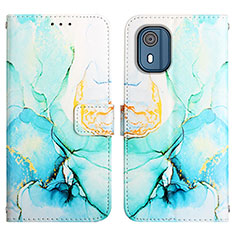 Custodia Portafoglio In Pelle Fantasia Modello Cover con Supporto YB4 per Nokia C02 Verde