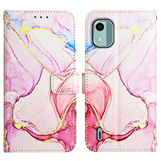 Custodia Portafoglio In Pelle Fantasia Modello Cover con Supporto YB4 per Nokia C12 Plus Rosa