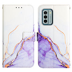 Custodia Portafoglio In Pelle Fantasia Modello Cover con Supporto YB4 per Nokia G22 Viola