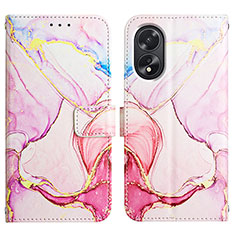 Custodia Portafoglio In Pelle Fantasia Modello Cover con Supporto YB4 per Oppo A18 Rosa