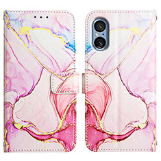 Custodia Portafoglio In Pelle Fantasia Modello Cover con Supporto YB4 per Sony Xperia 5 V Rosa