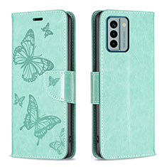 Custodia Portafoglio In Pelle Farfalla Cover con Supporto B01F per Nokia G22 Verde