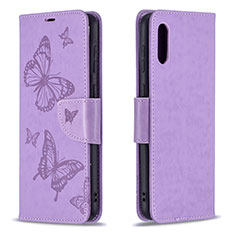 Custodia Portafoglio In Pelle Farfalla Cover con Supporto B01F per Samsung Galaxy A02 Lavanda