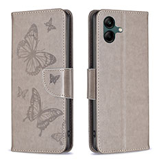 Custodia Portafoglio In Pelle Farfalla Cover con Supporto B01F per Samsung Galaxy A04 4G Grigio