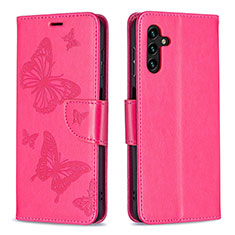 Custodia Portafoglio In Pelle Farfalla Cover con Supporto B01F per Samsung Galaxy A04s Rosa Caldo