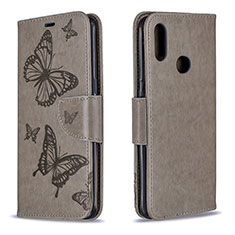 Custodia Portafoglio In Pelle Farfalla Cover con Supporto B01F per Samsung Galaxy A10s Grigio