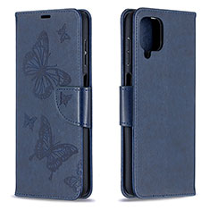 Custodia Portafoglio In Pelle Farfalla Cover con Supporto B01F per Samsung Galaxy A12 5G Blu