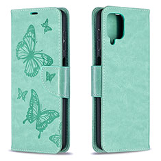 Custodia Portafoglio In Pelle Farfalla Cover con Supporto B01F per Samsung Galaxy A12 5G Verde