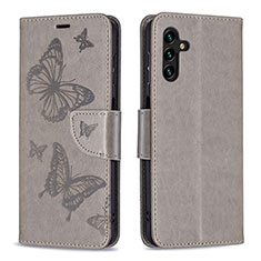 Custodia Portafoglio In Pelle Farfalla Cover con Supporto B01F per Samsung Galaxy A13 5G Grigio