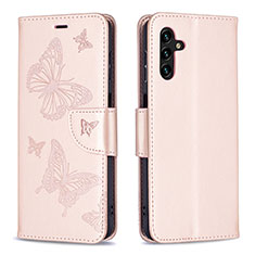 Custodia Portafoglio In Pelle Farfalla Cover con Supporto B01F per Samsung Galaxy A13 5G Oro Rosa
