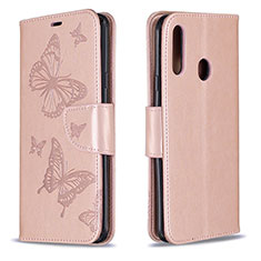 Custodia Portafoglio In Pelle Farfalla Cover con Supporto B01F per Samsung Galaxy A20s Oro Rosa