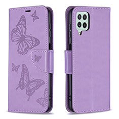 Custodia Portafoglio In Pelle Farfalla Cover con Supporto B01F per Samsung Galaxy A22 4G Lavanda