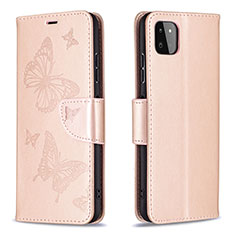 Custodia Portafoglio In Pelle Farfalla Cover con Supporto B01F per Samsung Galaxy A22 5G Oro Rosa