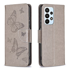 Custodia Portafoglio In Pelle Farfalla Cover con Supporto B01F per Samsung Galaxy A23 4G Grigio