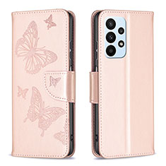 Custodia Portafoglio In Pelle Farfalla Cover con Supporto B01F per Samsung Galaxy A23 5G Oro Rosa