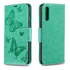 Custodia Portafoglio In Pelle Farfalla Cover con Supporto B01F per Samsung Galaxy A30S Verde