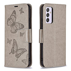 Custodia Portafoglio In Pelle Farfalla Cover con Supporto B01F per Samsung Galaxy A34 5G Grigio