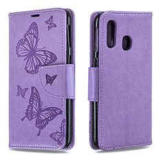 Custodia Portafoglio In Pelle Farfalla Cover con Supporto B01F per Samsung Galaxy A40 Lavanda