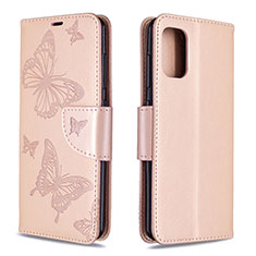 Custodia Portafoglio In Pelle Farfalla Cover con Supporto B01F per Samsung Galaxy A41 Oro Rosa