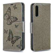 Custodia Portafoglio In Pelle Farfalla Cover con Supporto B01F per Samsung Galaxy A50 Grigio